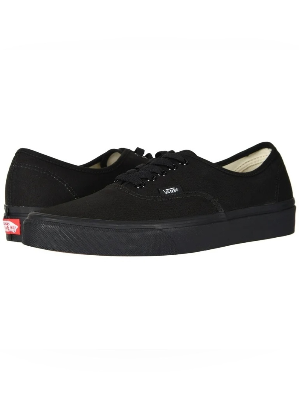 Vans Authentic Unisex Black Canvas Skate Shoes, Men's 8.5, Women's 10
